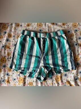 Anthropologie The Wren Boxer Shorts Teal, Navy & White